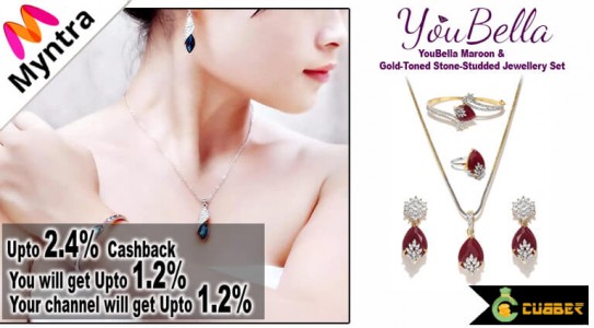 myntra-youbella-maroon-and-gold-toned-stone-studded-jewellery